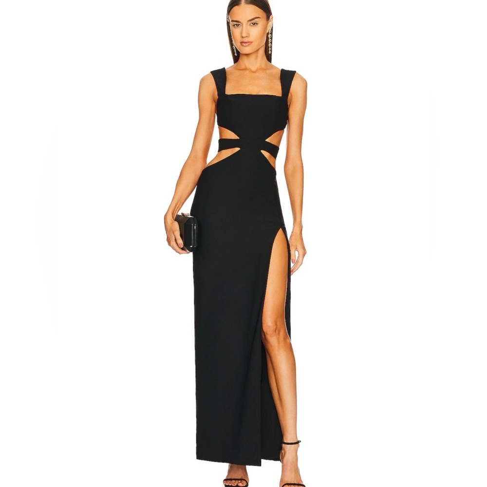 Michael Costello x Revolve Black Cutout Maxi Dress L fit M NWT